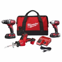 Milwaukee M18 18V Lithium-Ion Cordless 3-Tool Combo Kit with 2 1.5 Ah Batteries and Charger thumbnail 1