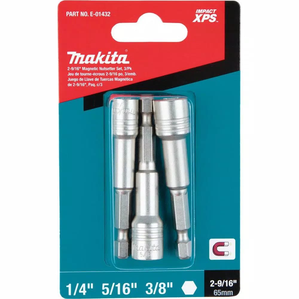 Makita IMPACT XPS Magnetic Nutsetter Set, 3-Piece Alloy Steel Hex Shank Nut Driver Set