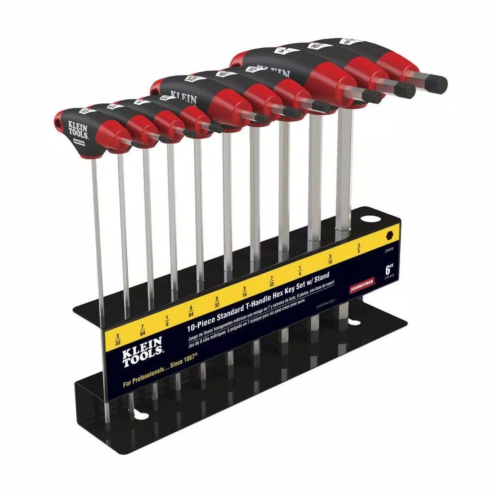 Klein Tools 6 in. Journeyman SAE T-Handle Hex Key Set with Stand, 11-Piece