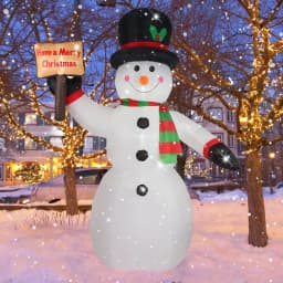 JOYDECOR 8 ft. Pre-Lit LED Snowman Christmas Inflatable with Board for Outdoor Holiday Decor thumbnail 8