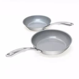 Chantal Induction 21 Steel 2-Piece Ceramic Nonstick Stainless Steel Frying Pan Set, Brushed Stainless Steel thumbnail 1