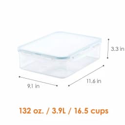 Lock & Lock Purely Better 132 oz Rectangular Food Storage Container, Tritan Plastic, Clear thumbnail 2