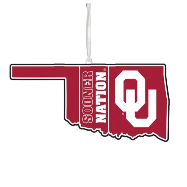 Team Sports America University of Oklahoma NCAA Team State Wood Christmas Ornament