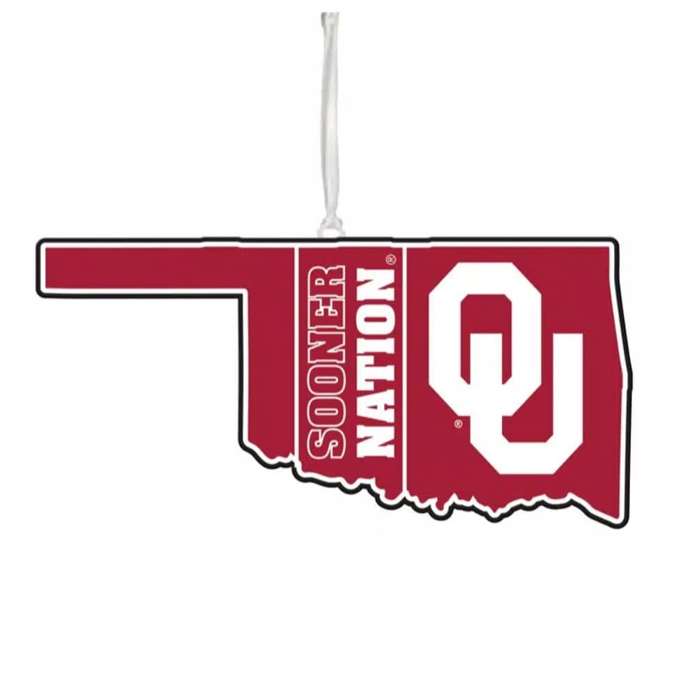 Team Sports America University of Oklahoma NCAA Team State Wood Christmas Ornament