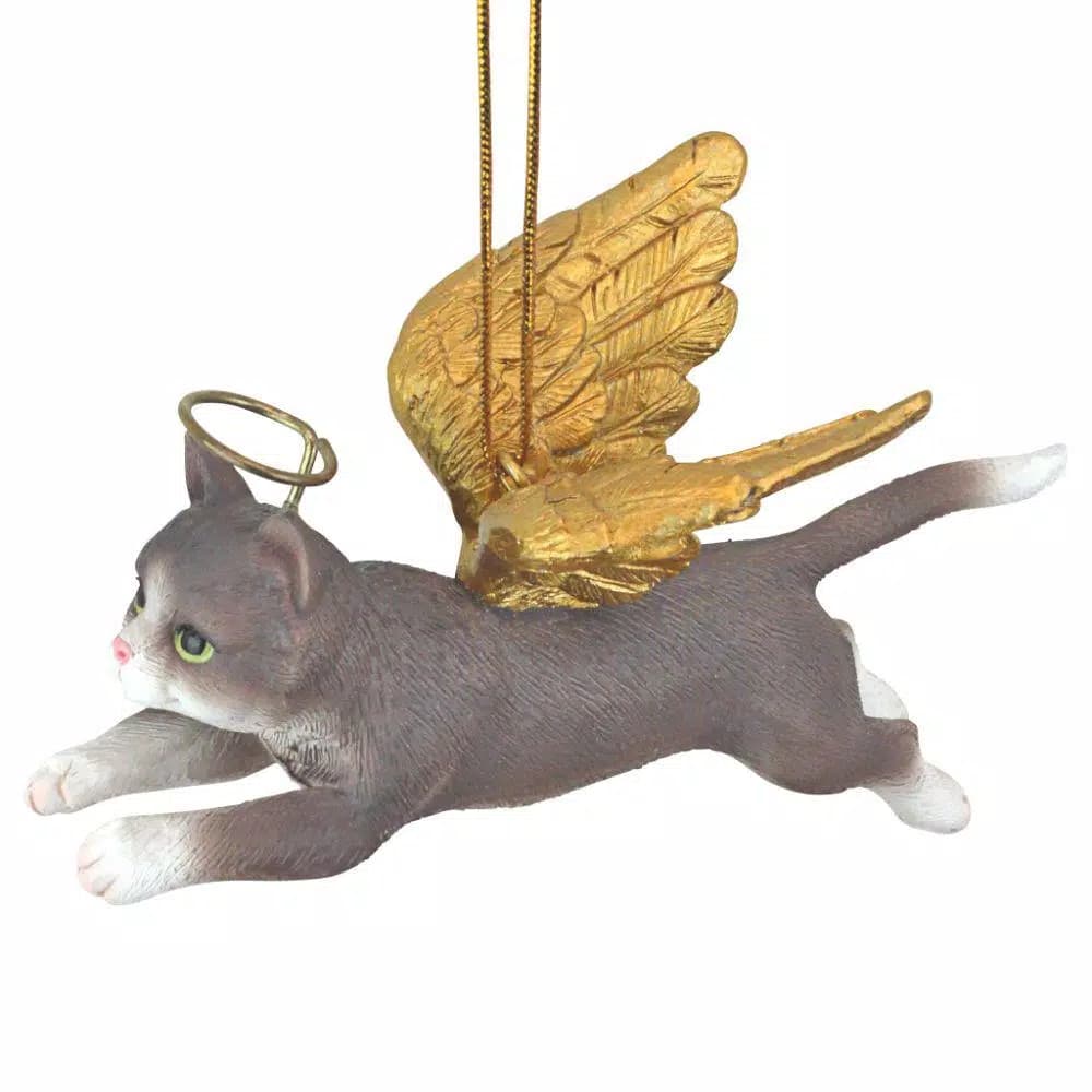 Design Toscano Honor the Feline Grey Tabby Angel Cat Christmas Ornament