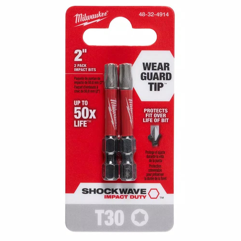 Milwaukee SHOCKWAVE T30 Torx 2 in. Impact Power Bits (2-Pack)
