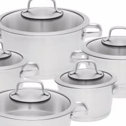 BergHOFF Essentials Manhattan 10-Piece Stainless Steel Cookware Set with Glass Lids, Induction Ready thumbnail 2