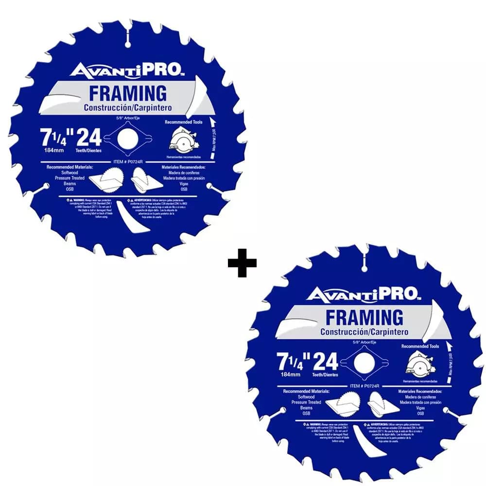 Avanti Pro 7-1/4 in. 24 TPI Framing Circular Saw Blade, Carbide (2-Pack)