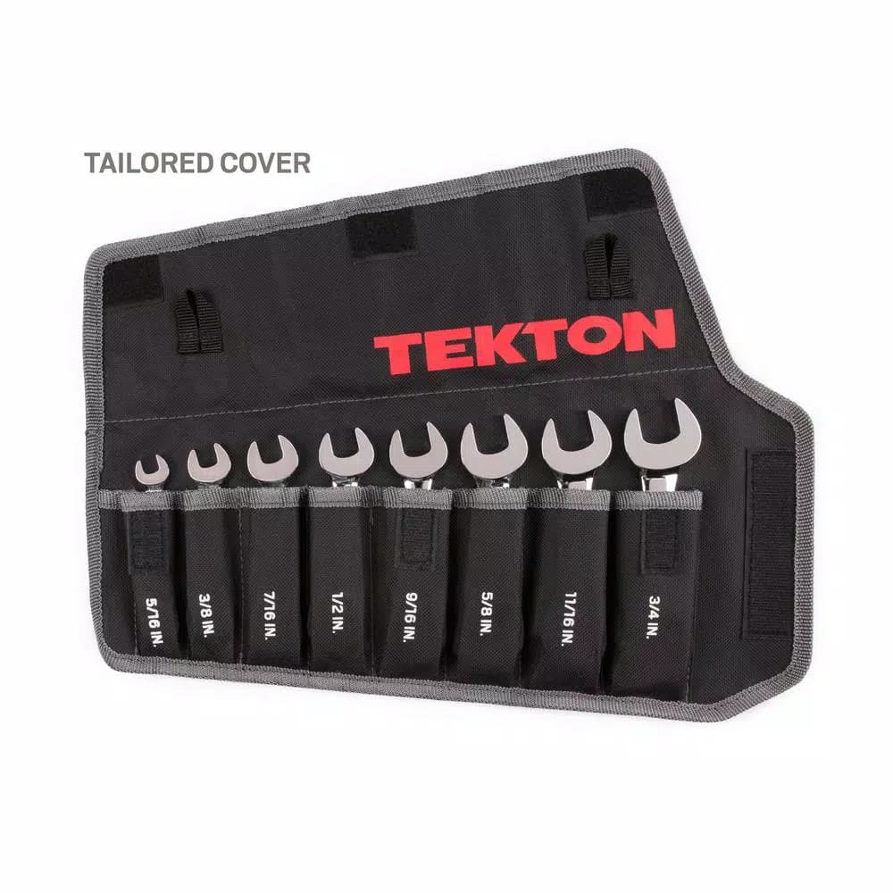 TEKTON 8-Piece Stubby Ratcheting Combination Wrench Set, 5/16 in. to 3/4 in.