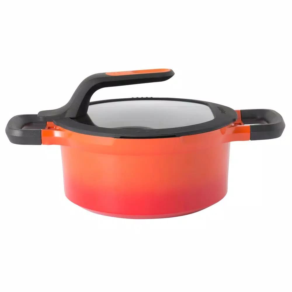 BergHOFF GEM Stay Cool 3 qt. Cast Aluminum Nonstick Casserole Dish with Glass Lid, Orange