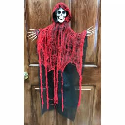 Worth Imports 35 in. Halloween Hanging Reaper Set of 2 - Skeleton Decor with Red Netting thumbnail 2