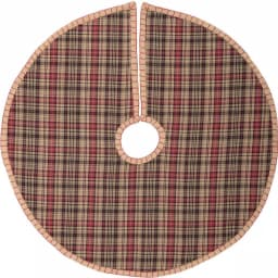 VHC Brands 21 in. Clement Natural Tan and Red Plaid Rustic Christmas Tree Skirt thumbnail 2