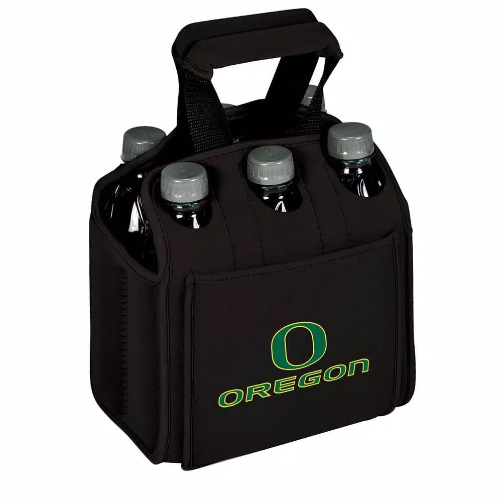 Picnic Time University of Oregon Ducks 6-Bottle Insulated Neoprene Beverage Carrier, Black
