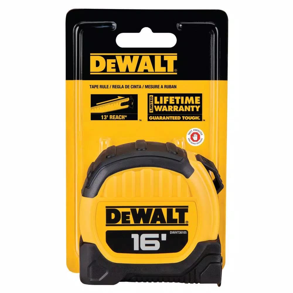 DEWALT 16 ft. Tape Measure with 13 ft. Blade Standout, ABS Housing, SAE