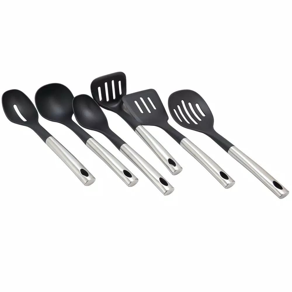 Better Chef Nylon Kitchen Utensil Set, 6-Piece Black Cooking Tool Set
