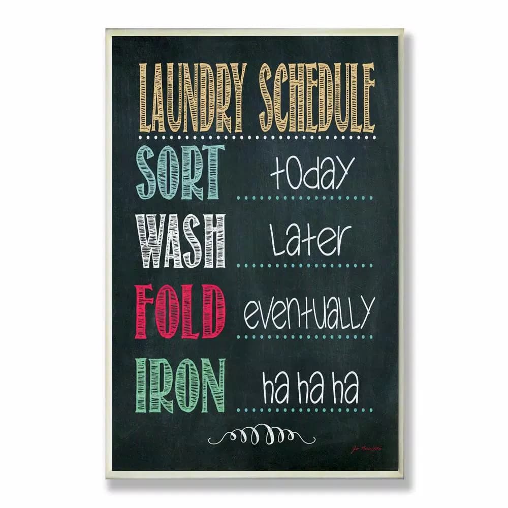 Stupell Industries Laundry Schedule Chalkboard Bathroom Wood Wall Art by Jo Moulton, 12.5 x 18.5 in.