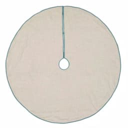 VHC Brands Sanbourne 60 in. Creme White Coastal Christmas Tree Skirt with Turquoise Trim thumbnail 2