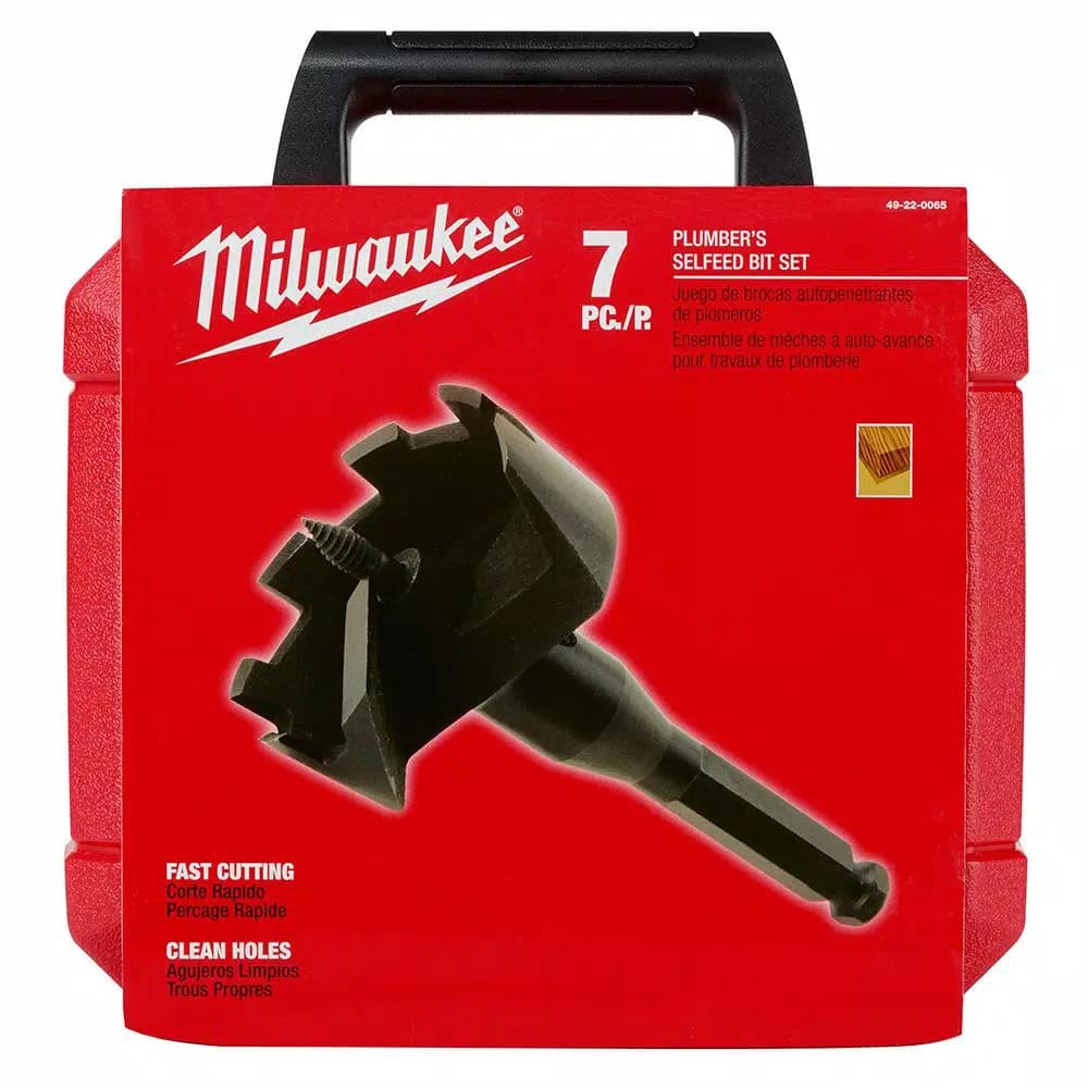 Milwaukee Selfeed High-Speed Steel Wood Boring Bit Set, 7-Piece