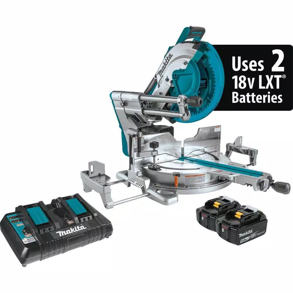 Makita 18V X2 LXT 36V 12 in. Brushless Dual-Bevel Sliding Compound Miter Saw Kit with Brad & Finish Nailer Bonus
