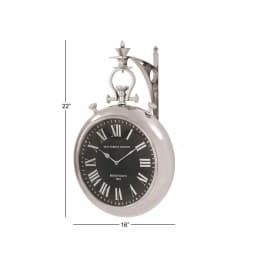LITTON LANE 22 in. x 16 in. Vintage Pocket-Watch-Style Suspended Wall Clock, Silver Finish thumbnail 5