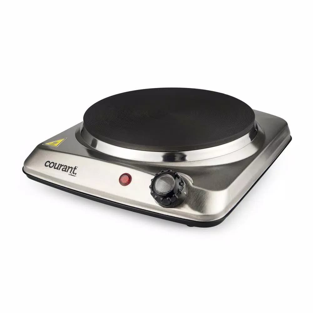 Courant 1000W Portable Single Burner Stainless Steel Hot Plate with 6.1 in. Cast Iron Plate