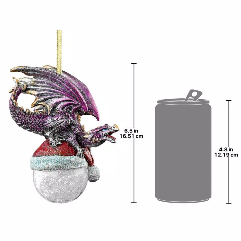 Design Toscano North Pole Dragon Holiday Ornament, Artist Liam Manchester, 6.5 in.