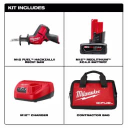 Milwaukee M12 FUEL 12V Brushless Cordless HACKZALL Reciprocating Saw Kit with 4.0 Ah Battery, Charger & Bag thumbnail 2