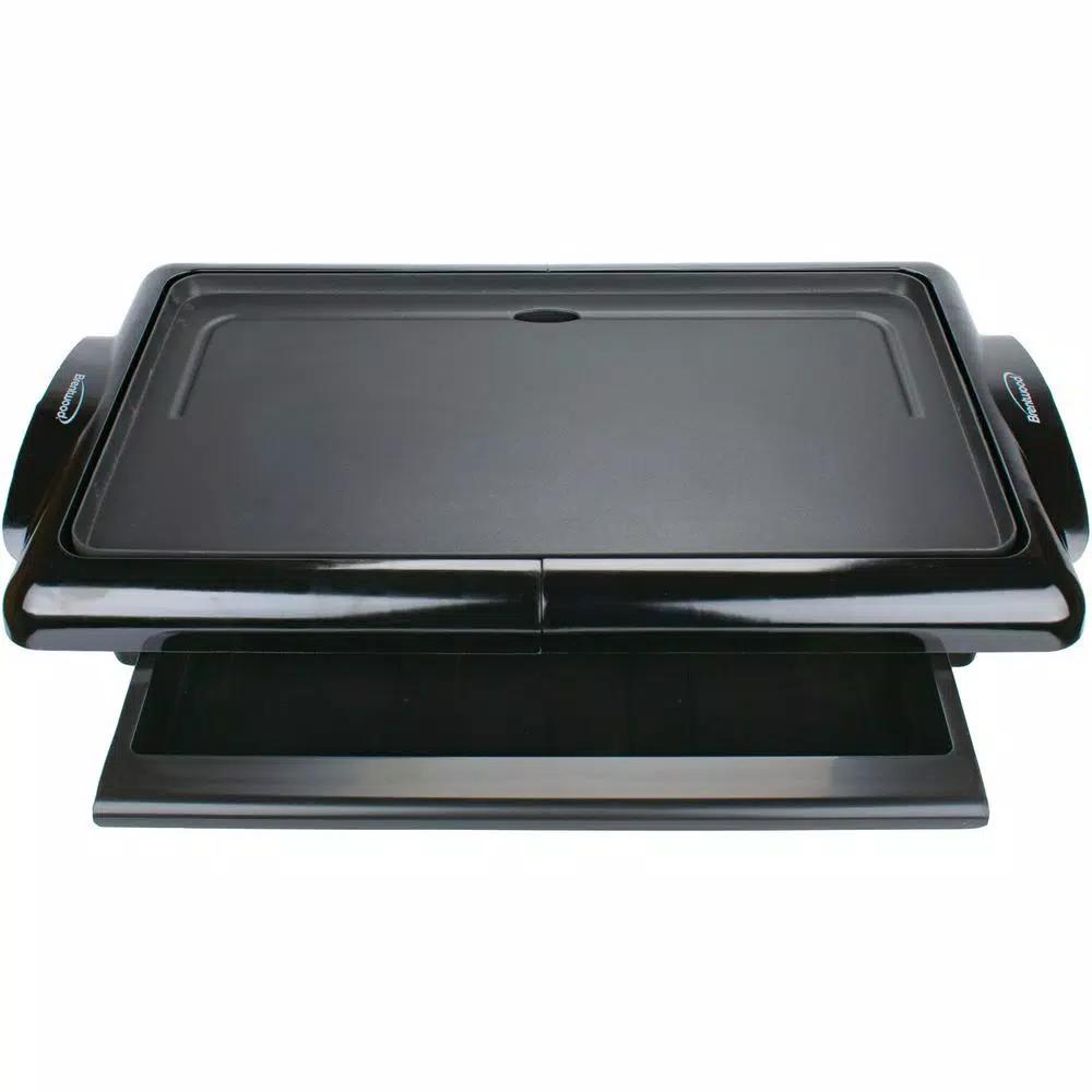 Brentwood Appliances 1400W Nonstick Electric Griddle with Warming Drawer, 200 sq. in., Black
