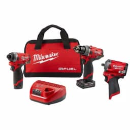 Milwaukee M12 FUEL 12V Brushless 3-Tool Combo Kit with Hammer Drill, Impact Driver, and Stubby Impact Wrench thumbnail 1
