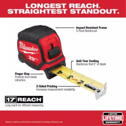 Milwaukee 25 ft. Wide Blade Tape Measure with 17 ft. Reach thumbnail 12