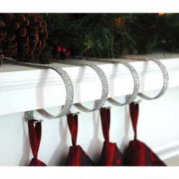 Original MantleClip Silver Glitter Steel MantleClip Stocking Holders, 2.5 in. (4-Pack) thumbnail 3