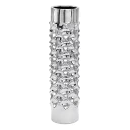 LITTON LANE Modern Reflections 23 in. Silver Ceramic Tower Vase with Ridged Details thumbnail 1