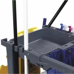 Carlisle 300 lb. Capacity Long Platform Janitor Cart with 5th Wheel and 25 Gal. Nylon Bag thumbnail 3