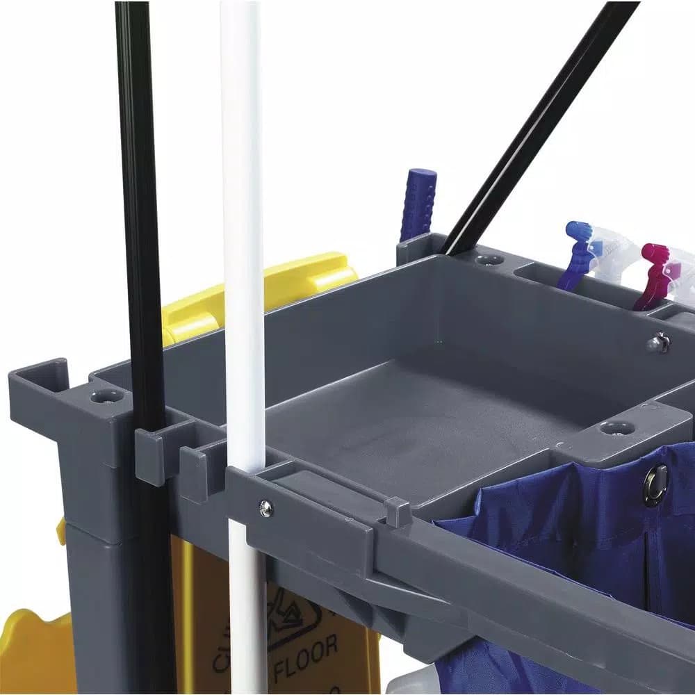 Carlisle 300 lb. Capacity Long Platform Janitor Cart with 5th Wheel and 25 Gal. Nylon Bag