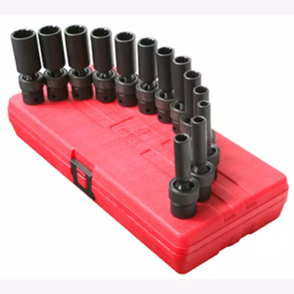 SUNEX TOOLS 3/8 in. Drive 12-Point Metric Deep Impact Socket Set, 12-Piece