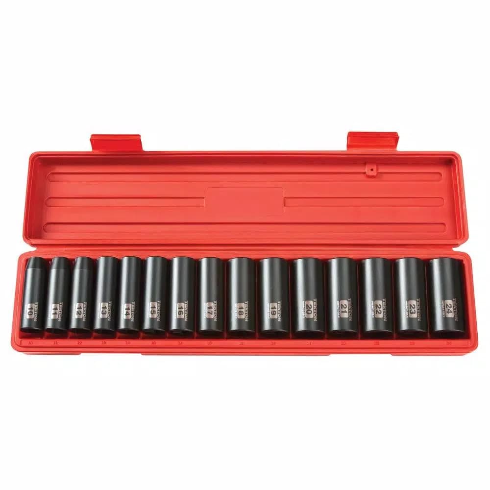 TEKTON 15-Piece 1/2 in. Drive Metric Deep Impact Socket Set, 10-24 mm