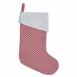 VHC Brands Tannen 15 in. Cotton and Wool Traditional Christmas Stocking - Deep Red and Nickel Grey thumbnail 1