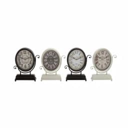 LITTON LANE 12 in. x 9 in. International Cafe Oval Desk Clocks, Set of 4, Distressed Black & White Farmhouse Style thumbnail 2