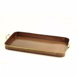 Old Dutch 24 in. Oblong Antique Copper Serving Tray with Cast Brass Handles thumbnail 1