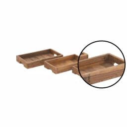 LITTON LANE Farmhouse Brown Decorative Wooden Slat Trays, Set of 3 thumbnail 3