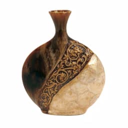 LITTON LANE 14 in. Mediterranean Ceramic and Capiz Shell Urn Vase - Brown and Gold thumbnail 3