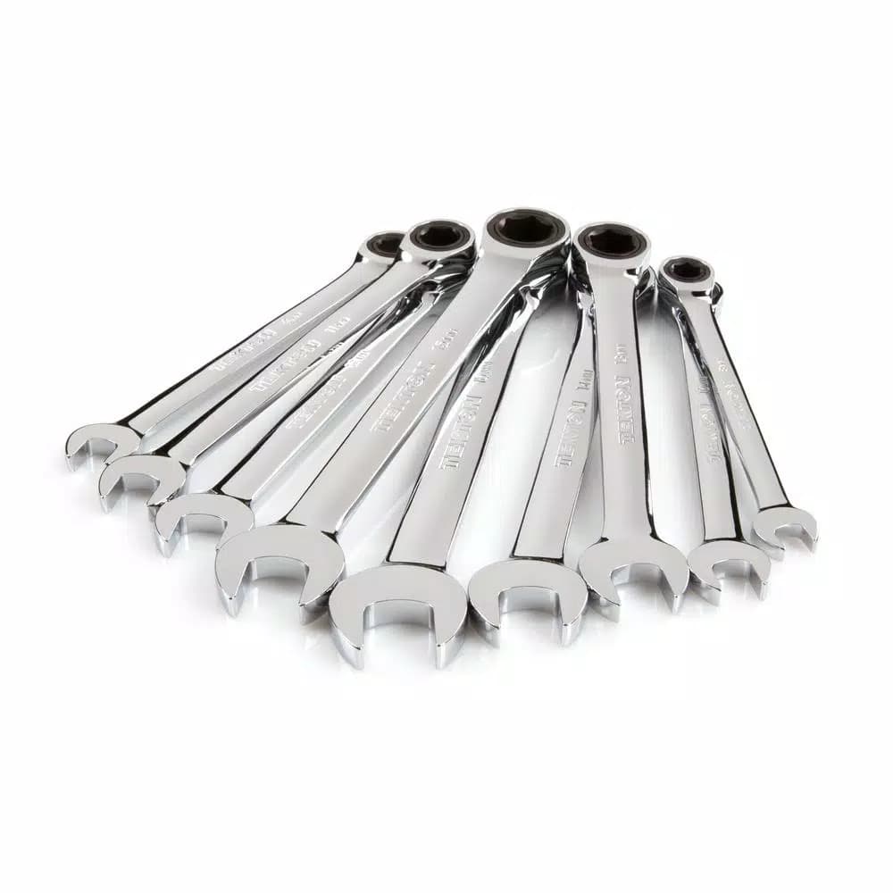 TEKTON 9-Piece Metric Ratcheting Combination Wrench Set, 8-16 mm