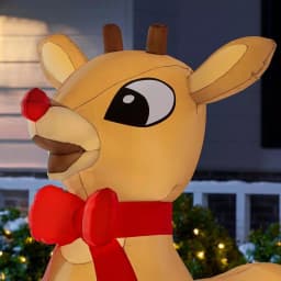 Rudolph 4.99 ft. Rudolph the Red-Nosed Reindeer Inflatable with Glowing Red Nose and Red Bow thumbnail 4