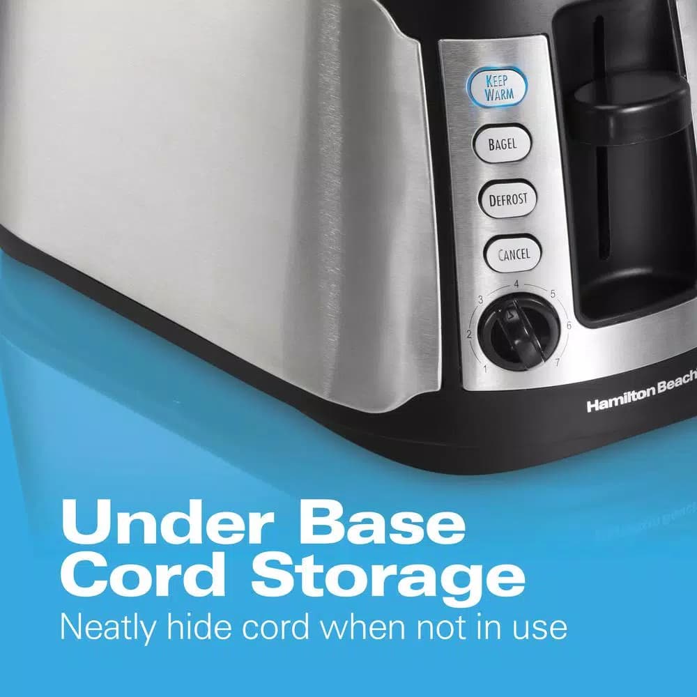 Hamilton Beach 4-Slice Long Slot Toaster with Keep Warm Setting, Black