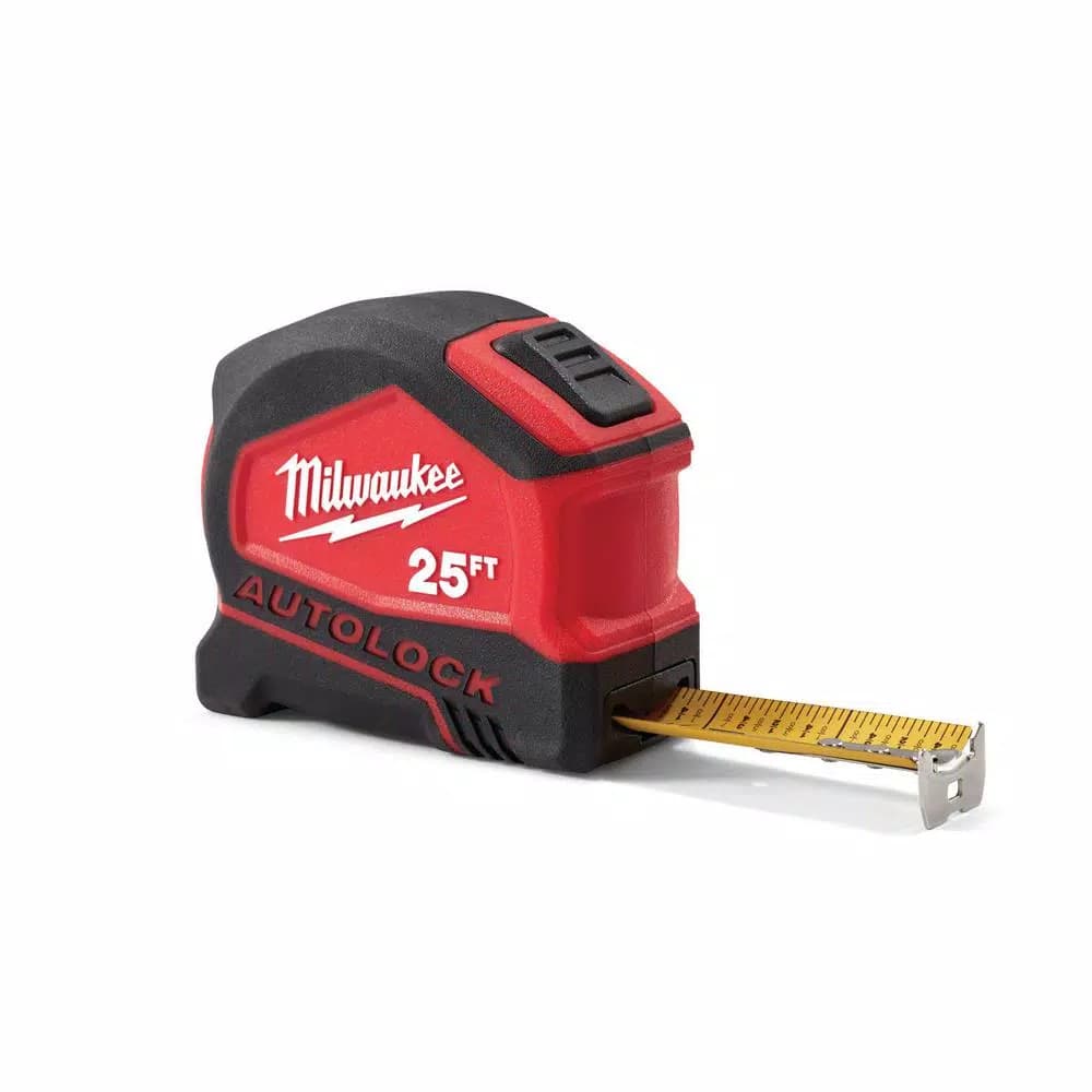Milwaukee 25 ft. Compact Auto-Lock Tape Measure with Nylon Blade Protection
