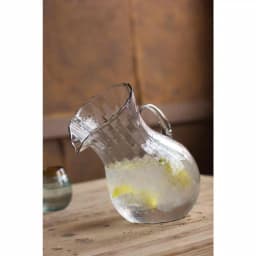 Unbranded 4.8 Qt. Clear Ribbed Glass Pitcher, Hand-Blown Recycled Glass, 156 fl. oz. thumbnail 3