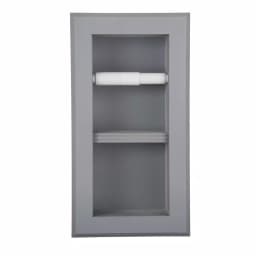 Unbranded Newton Recessed Toilet Paper Holder with Bevel Frame, Solid Pine, Gray thumbnail 1