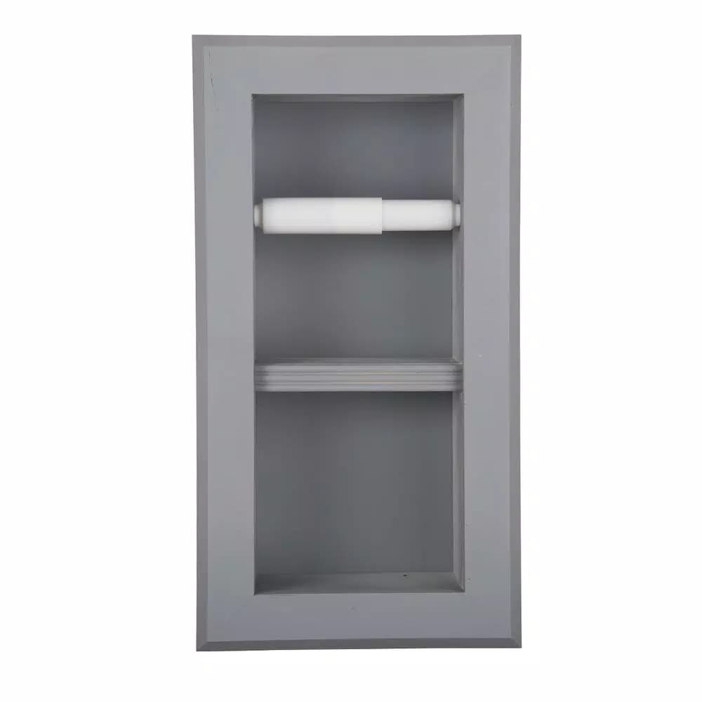 Unbranded Newton Recessed Toilet Paper Holder with Bevel Frame, Solid Pine, Gray