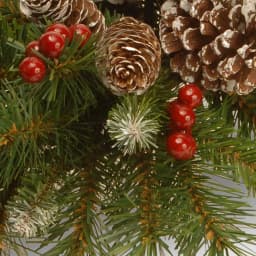 National Tree Company 30 in. Frosted Berry and Evergreen Centerpiece with 3-Candle Holder thumbnail 3
