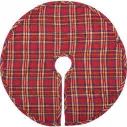 VHC Brands 21 in. Galway Barn Red Rustic Plaid Christmas Mini Tree Skirt thumbnail 1